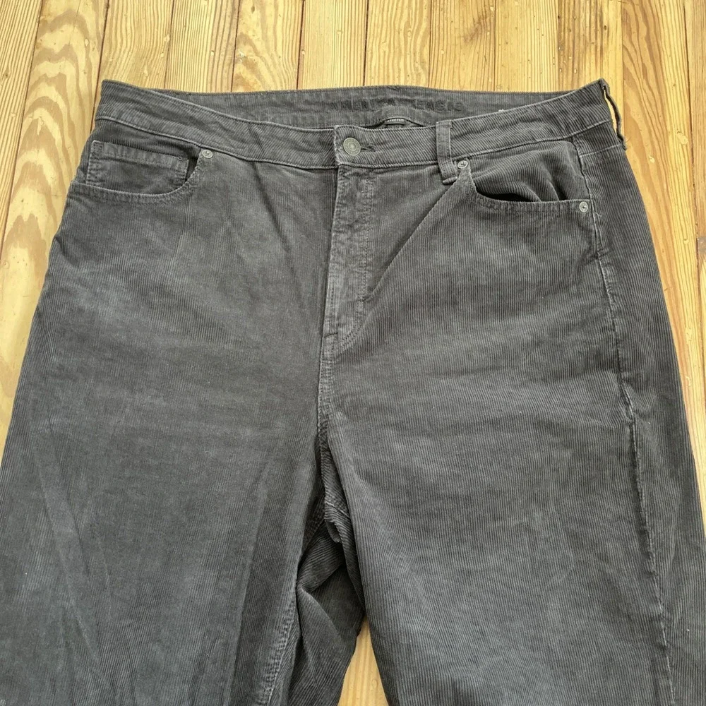 American Eagle Corduroy Pants Women Size 16 Long dark‎ gray y2k Stretch straight